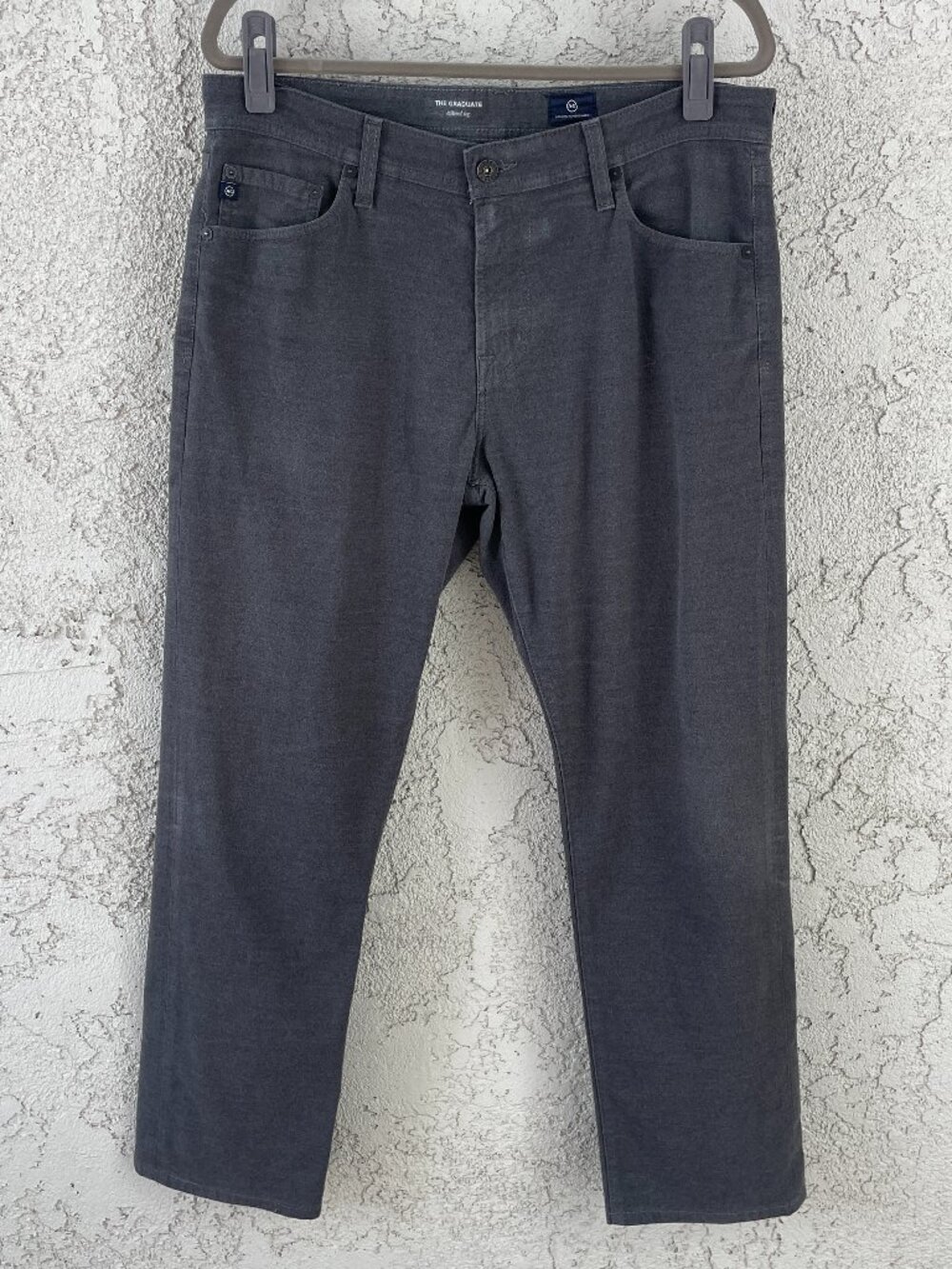 AG Adriano Goldschmied The Graduate Tailored Pants Mens 35x29 Short Grey Stretch